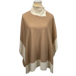 Boss Hugo Boss Reversible Poncho in Wool With Striped Border
